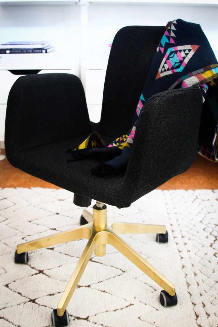 ikea chair office makeover hack diy black gold legs spray paint cheap chic budget decor home