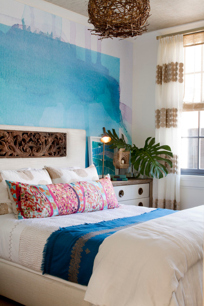 bedroom twig chandelier lamp blue water color wall decorating