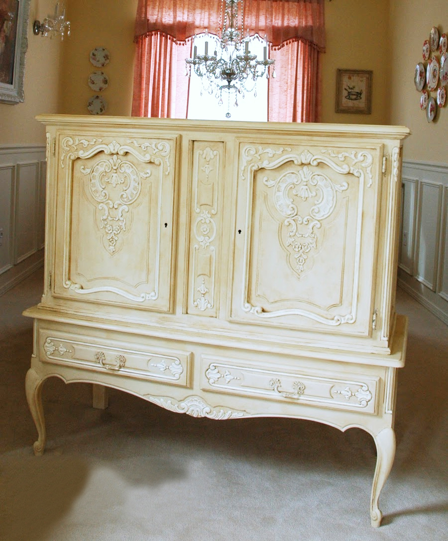 chalk painted cabinet french gold white decorating moldings intricate better decorating bible blog