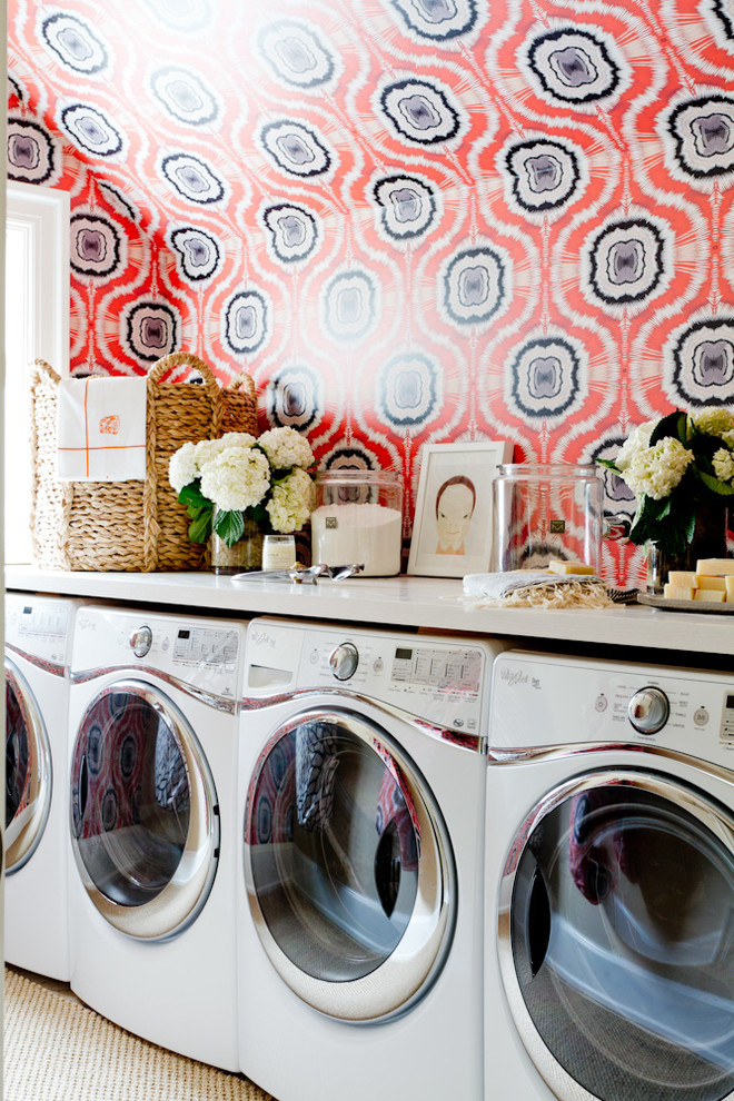 laundry room wallpaper feature wall decorating