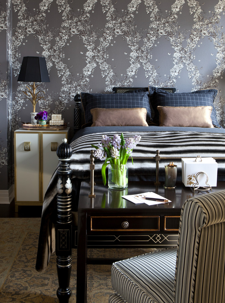 decorating guest bedroom wallpaper wheat sheaf lamp side table better decorating bible blog