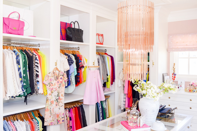 6 dream closet office leopard carpet white gold desk chandelier mirrored shelves tour better decorating bible blog ideas gold knobs chic girly walk in closet wardrobe
