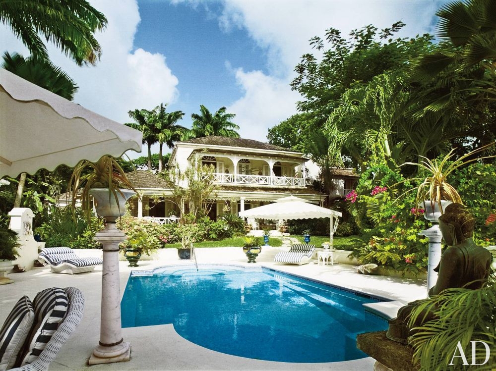 barbados home outdoor pool greek key tiles decorating ideas tropical