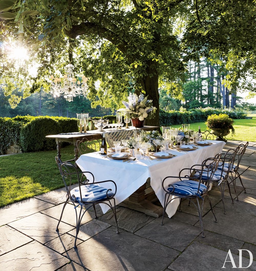 outdoor terrace garden hanging chandelier from tree ideas dining table set up under tree