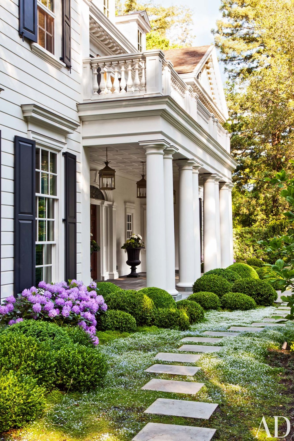 california home tour country style entrance decor columns