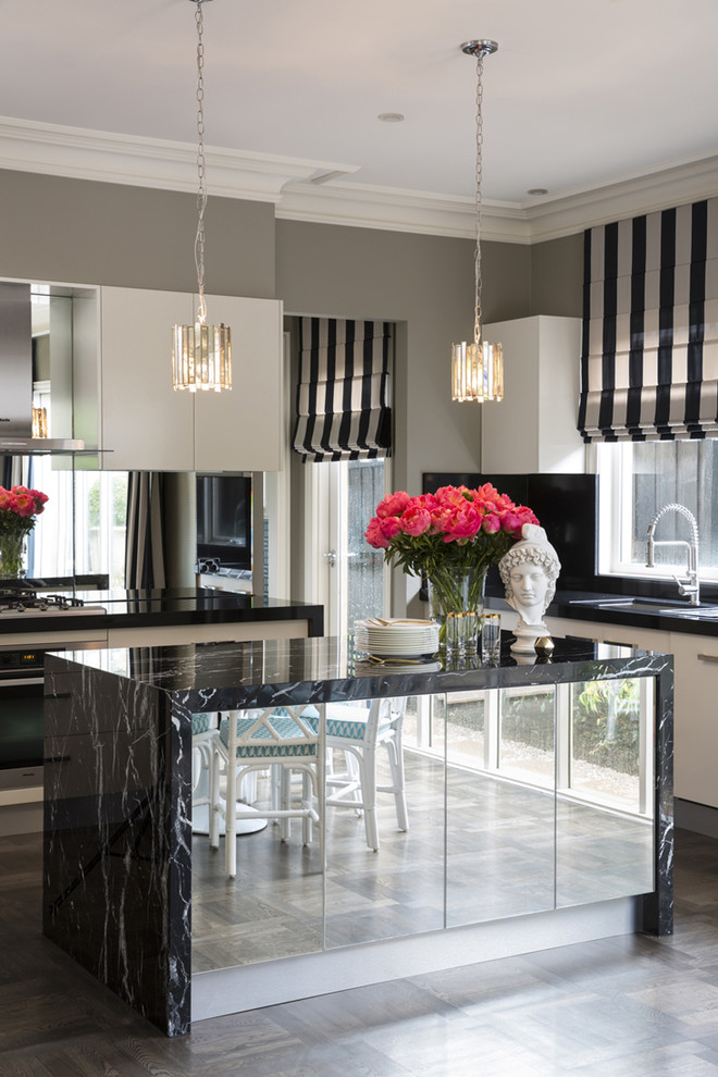 striped roman shades kitchen decor black marble