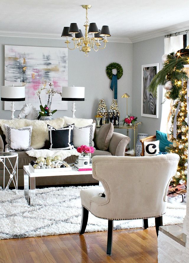 holiday decor fur blanket sofa decor living room