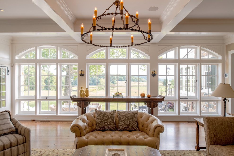 large farmhouse windows candle chandelier decorating
