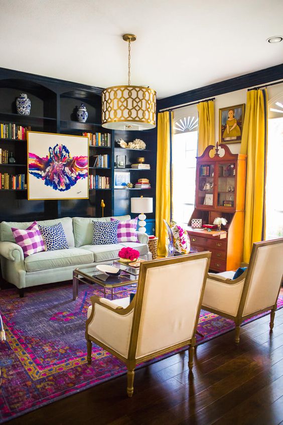 living room decor ideas pink dyed persian rug