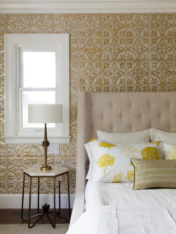 ceiling tin tiles on wall decorating ideas