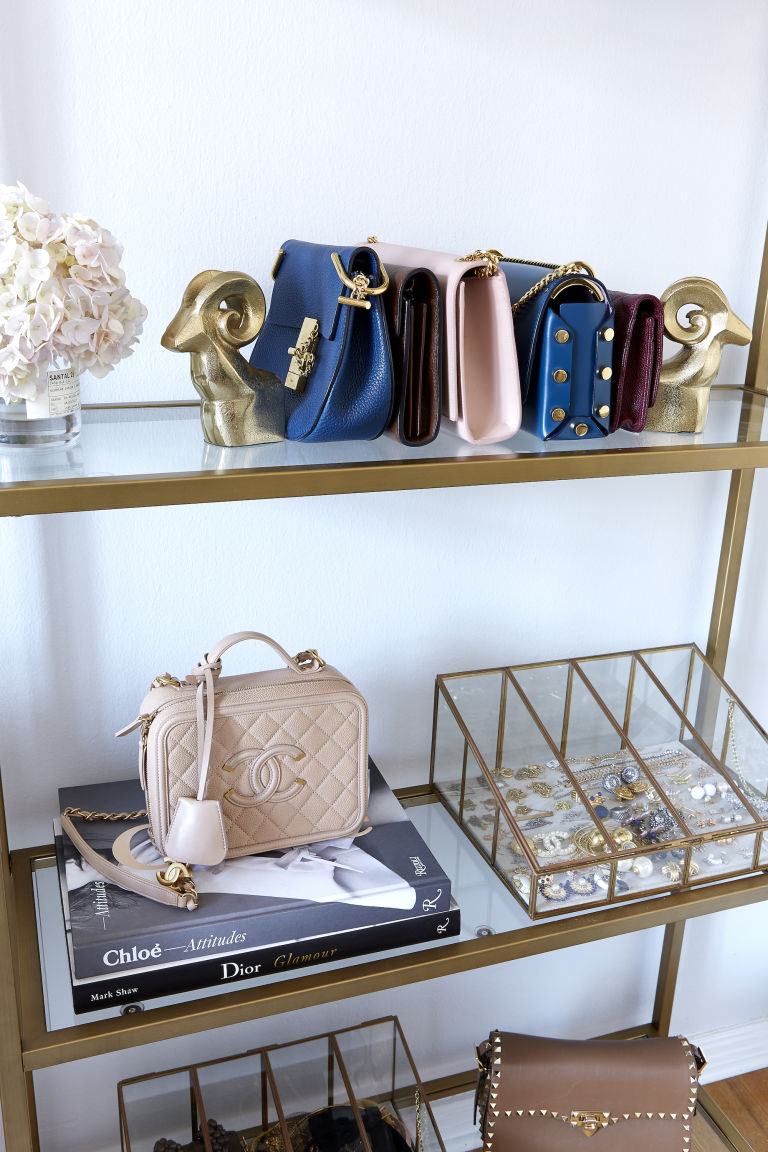 gold-painted-bookshelf-decorating-ideas-blogger-home-office